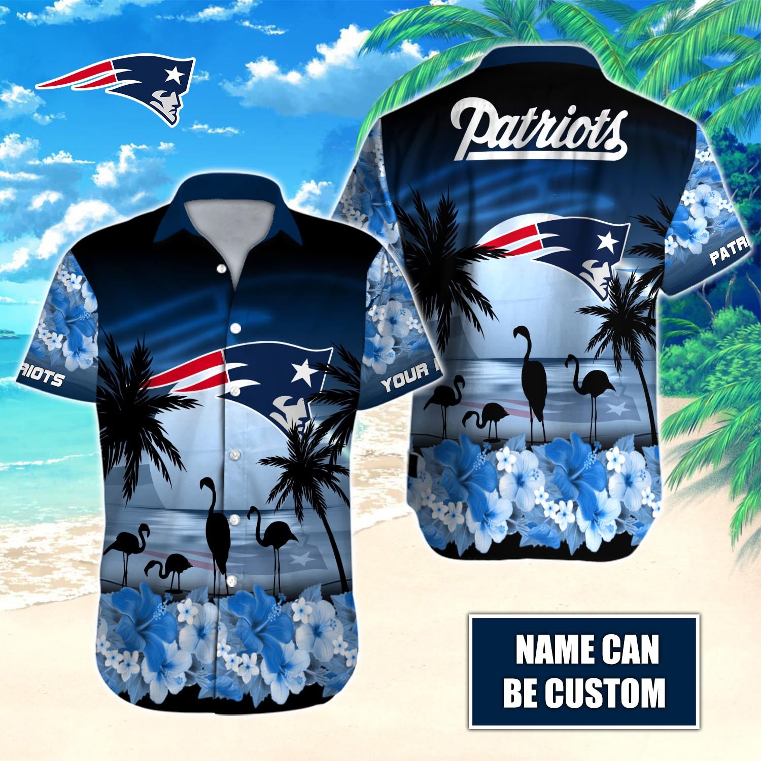 New England Patriots Custom Name Hawaiian Shirt T-40718