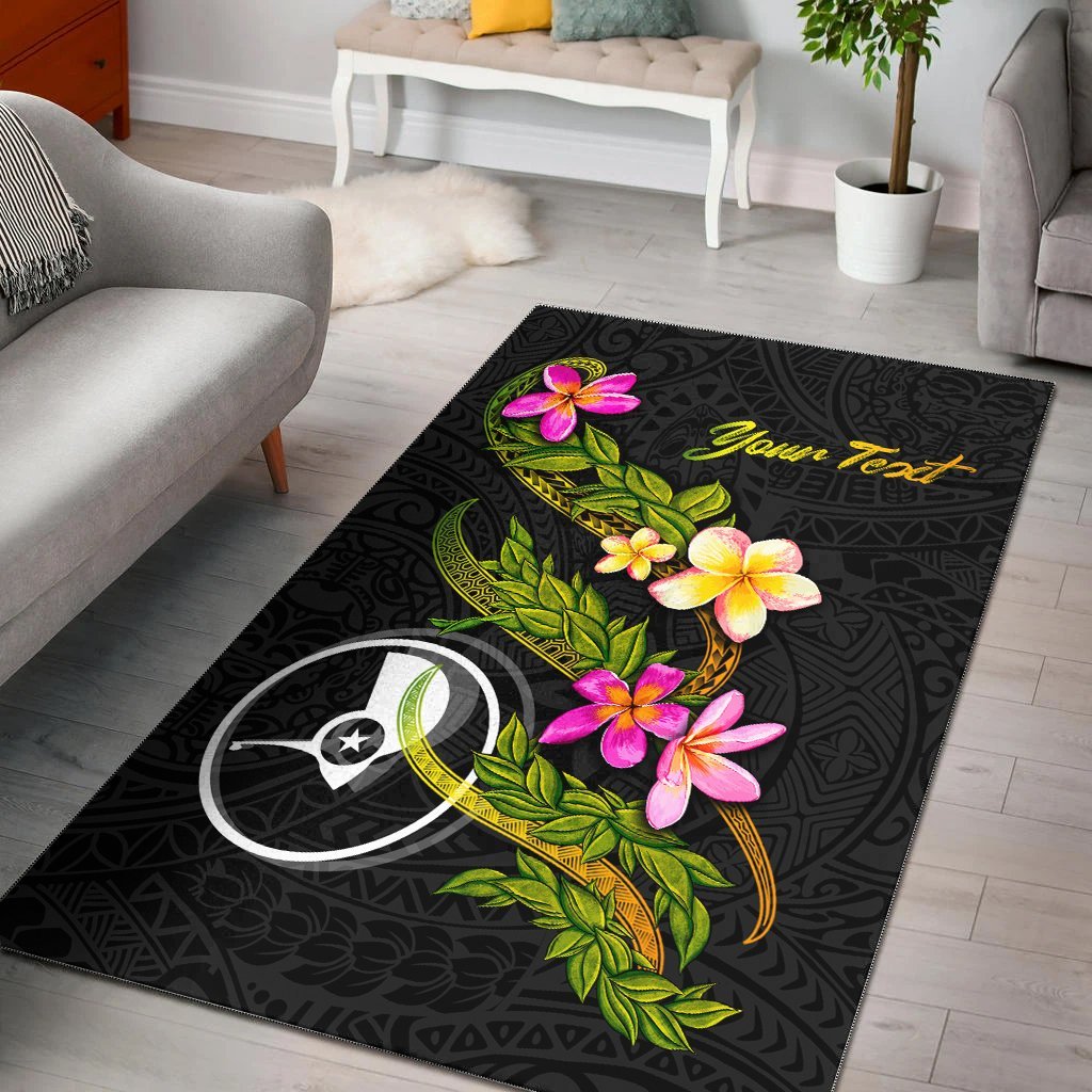 Yap Polynesian Custom Personalised Area Rug – Plumeria Tribal – BN12