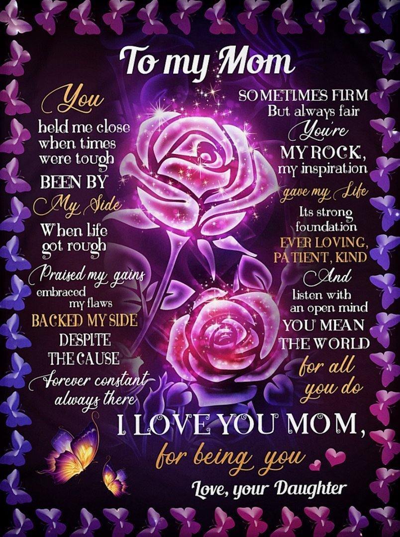 To My Loving Mom Purple Butterflies – Gift For Mom For Mother’S Day, Unique Gifts Home Decor Gift For Family – Sherpa Blanket Fleece Blanket Premium Wall Art