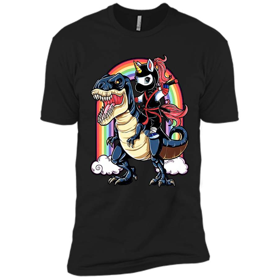 Unicorn Riding Dinosaur Shirt Funny Unicorn Ninja Shirt Next Level Premium Short Sleeve Tee