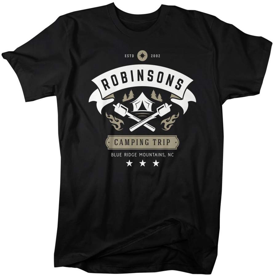 Men’s Personalized Camping Shirts Camper T-Shirt Camping Shirt Custom Hipster Tee Tent Marshmallow Vintage