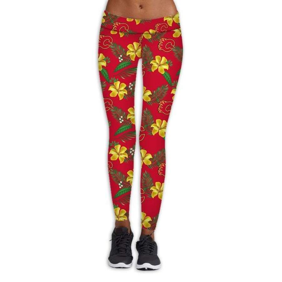 Calgary Flames Flower Print Leggings