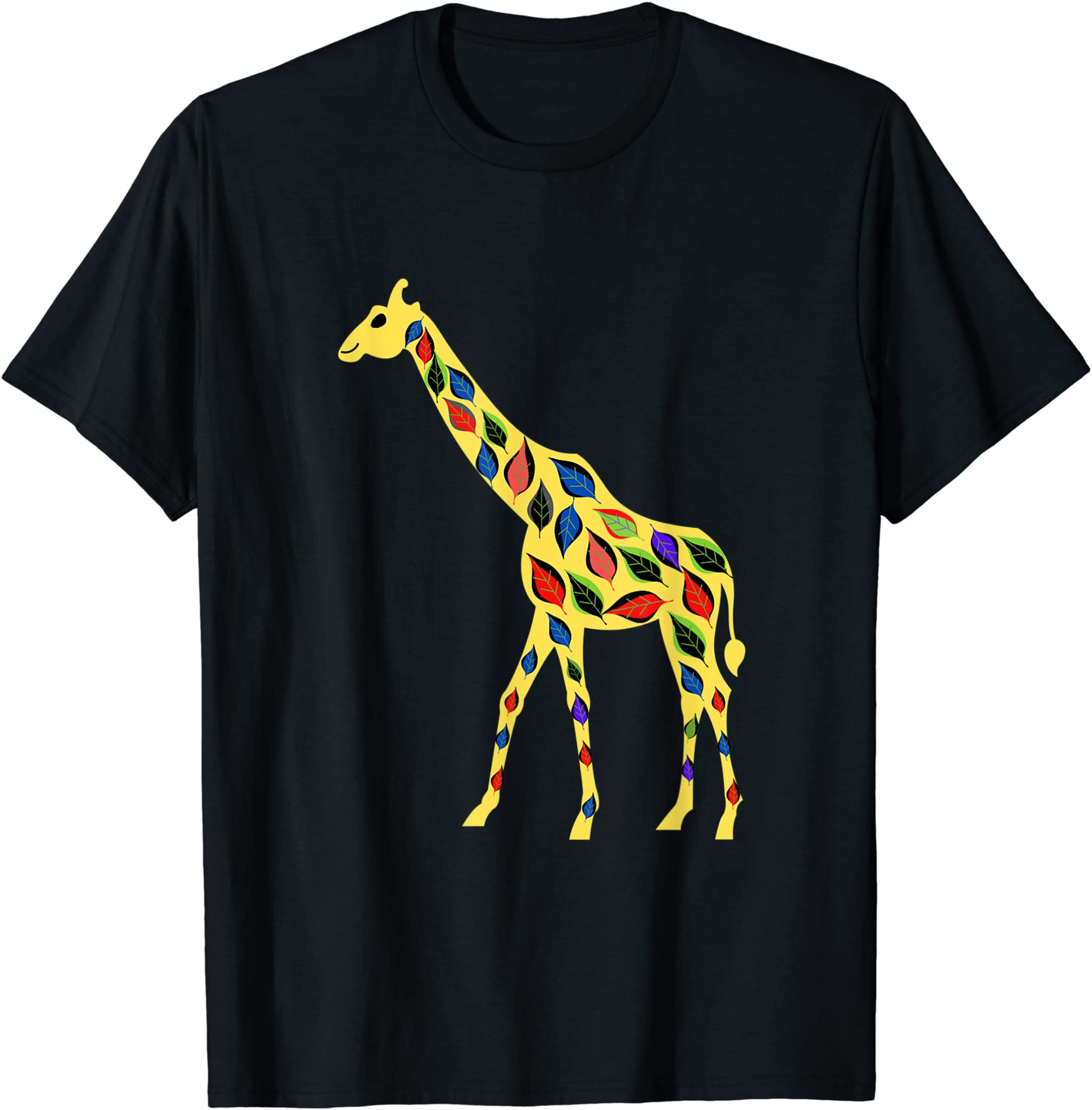 Cute And Colorful Leafy Giraffe – Unique Camelopard T-Shirt