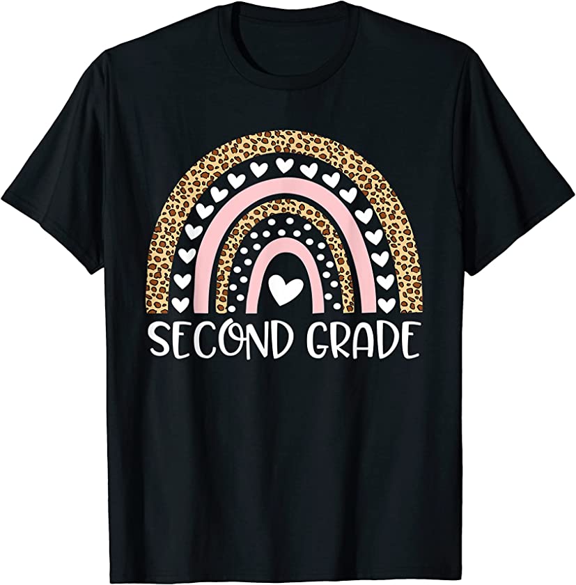 Second Grade Teacher Leopard Rainbow 2nd Grade Teacher Funny T-Shirt