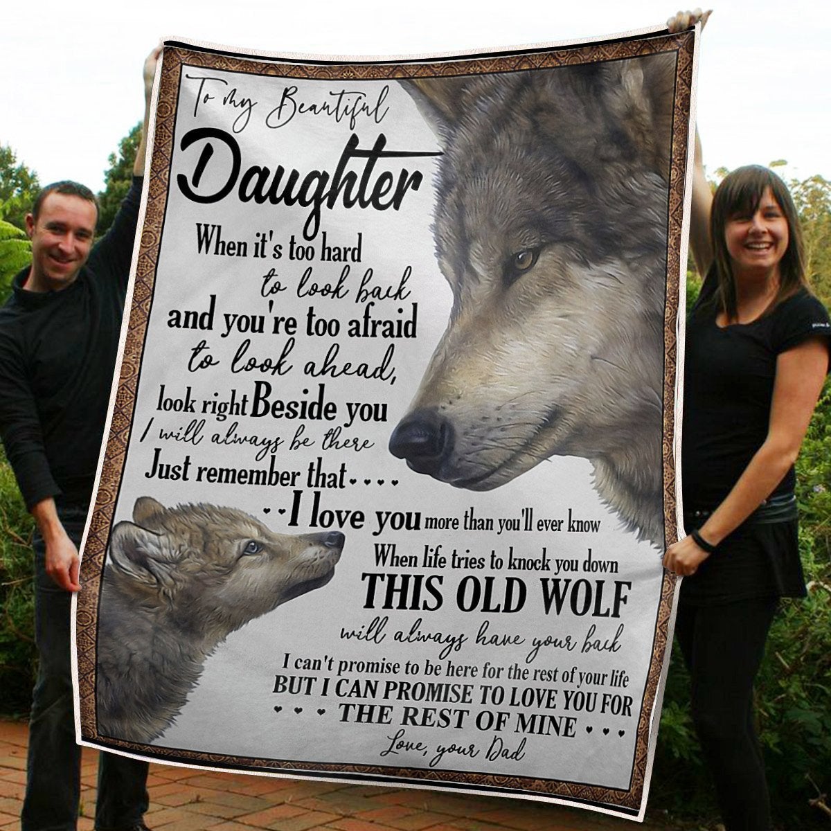 To My Daughter Blanket Wolf Always Have Your Back Gift From Dad Fleece Blanket Gift For Daughter Form Dad