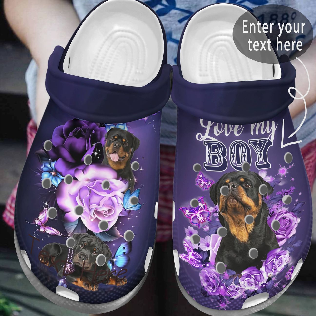 Rottweiler Personalized Clog, Custom Name, Text, Color, Number Fashion Style For Women, Men, Kid, Print 3D Love My Rottweiler