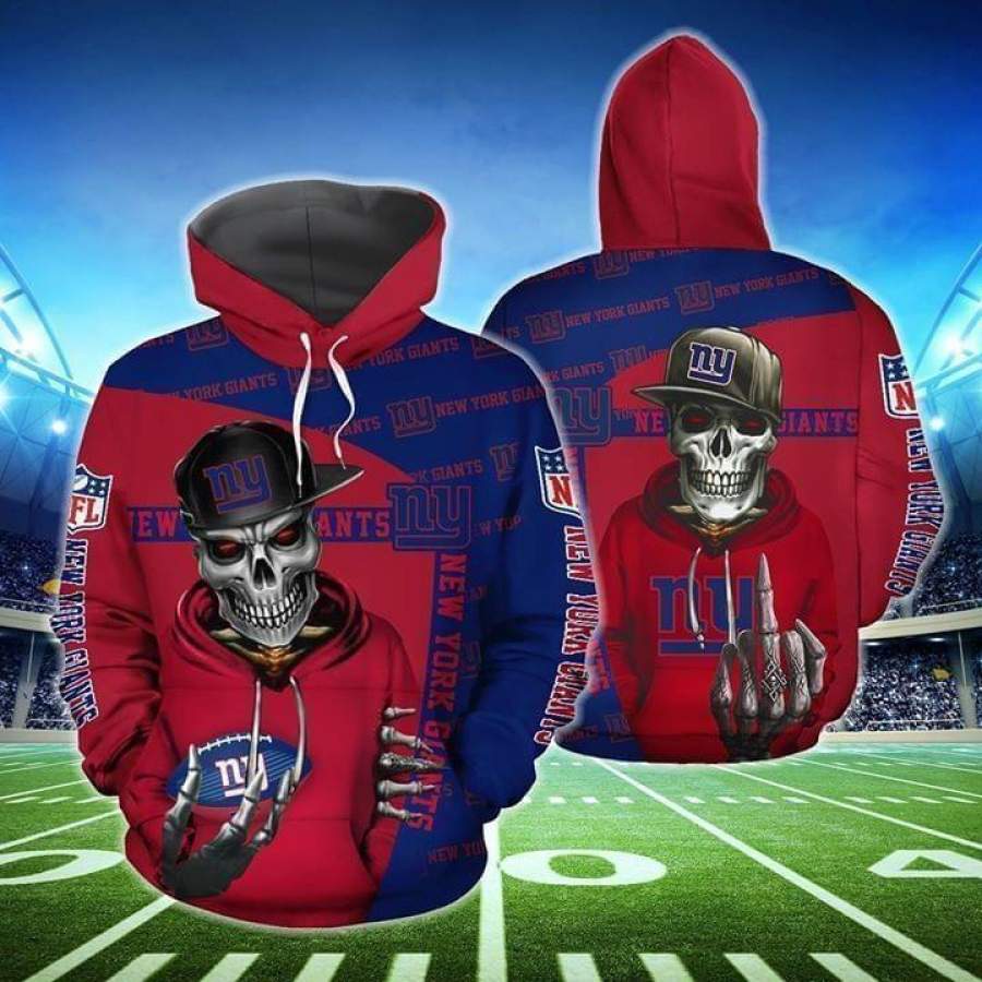 New York Giants Hiphop Skeleton Hoodie Unisex 3D All Over Print