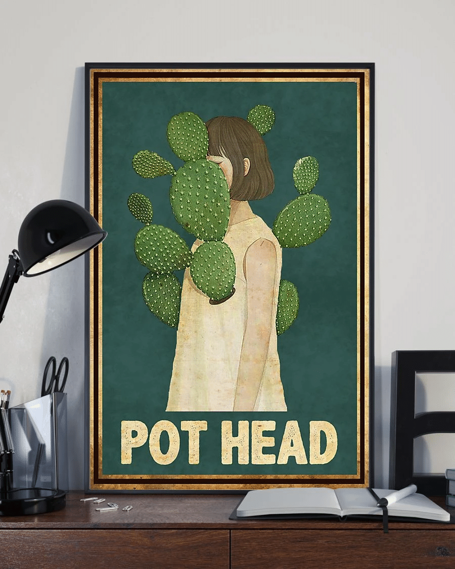 Cactus Girl Pot Head Poster Canvas – Vintage Home Decor Wall Art Evg81508