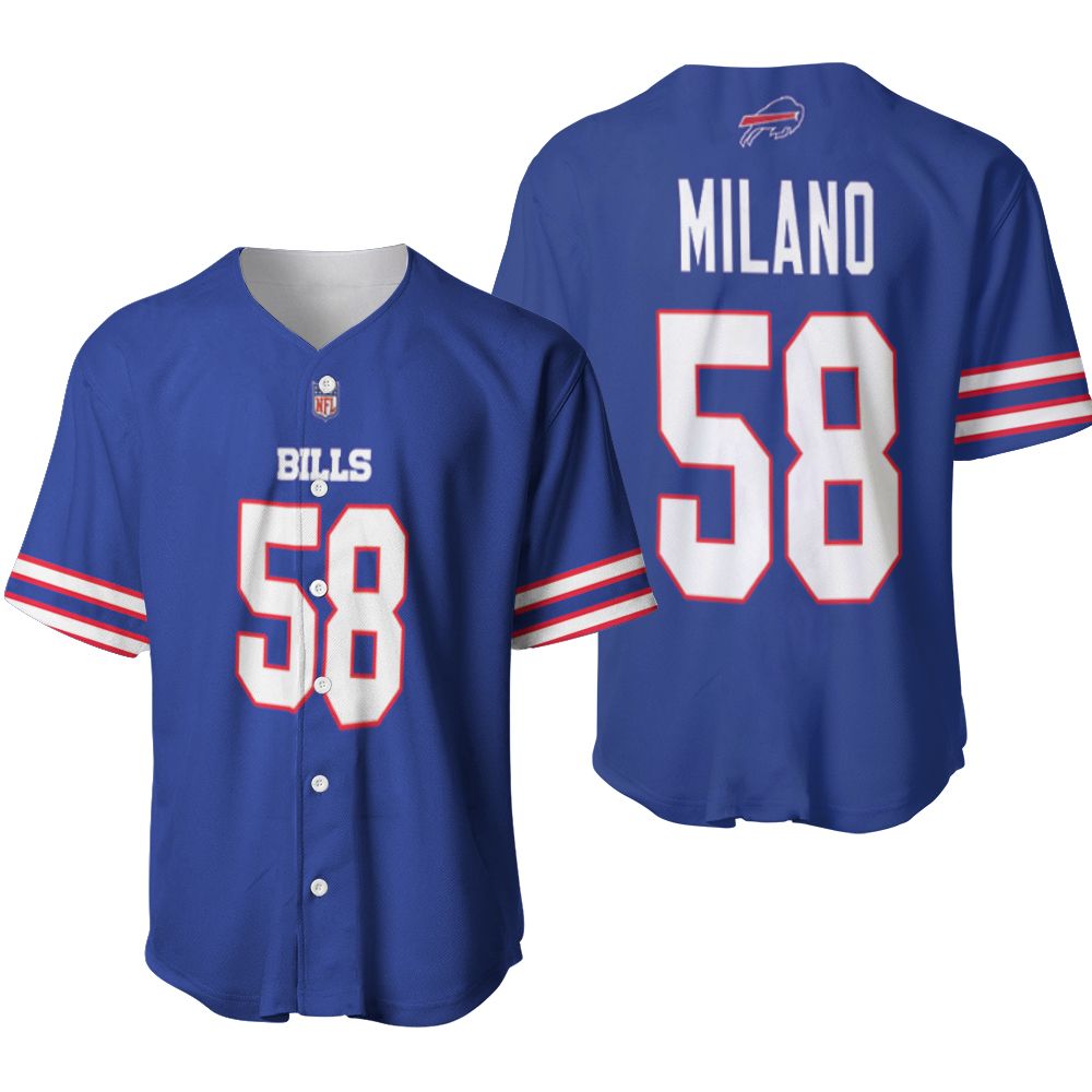 Buffalo Bills Matt Milano #58 NFL Legend Player American Football Game Royal 3D Designed Allover Gift For Bills Fans Baseball Jersey