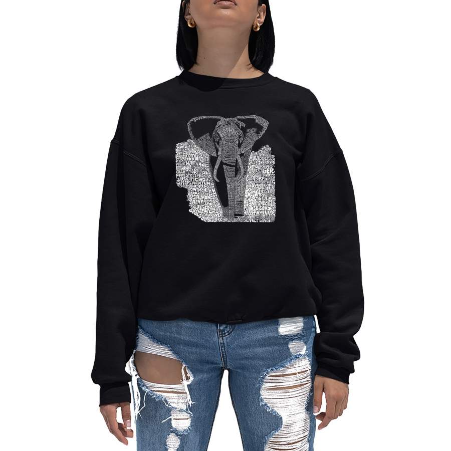 LA Pop Art Women’s Word Art Crewneck Sweatshirt – ELEPHANT