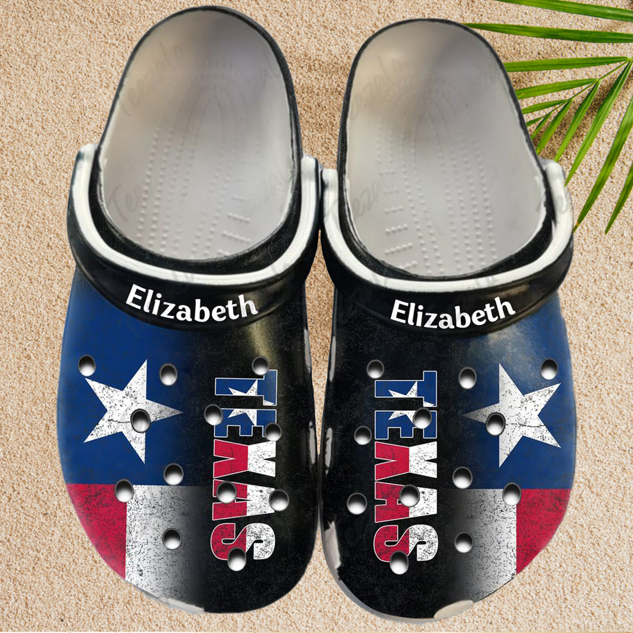 Custom Name Texas Half Flag Clogs Shoes – Doodledong Shop
