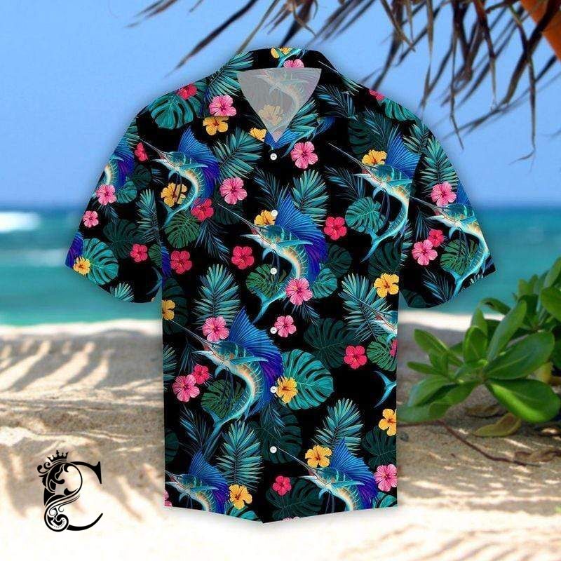 Beach Shirt Find Sailfish Hibiscus Tropical Hawaiian Shirts- Chillicothemall