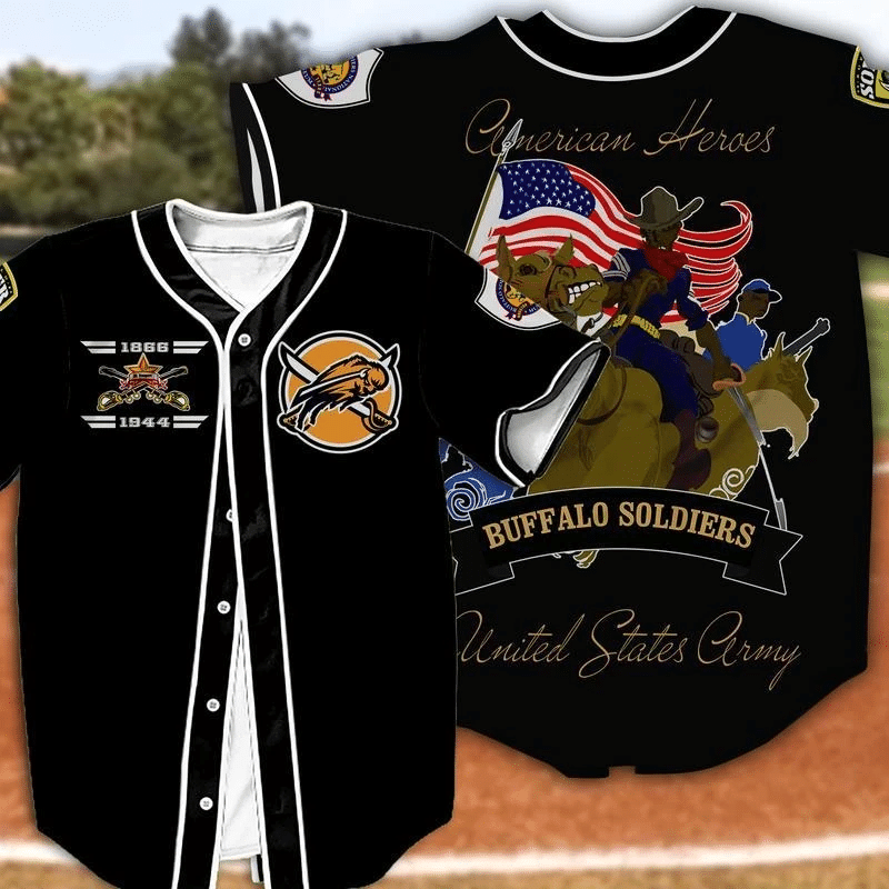 Us Army Buffalo Soldiers 3D Prints Baseball Jersey For Men