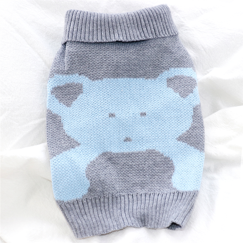 Cute Bear Head Dog Clothes Knitted Pet Sweater Pet Cat Teddy Autumn and Winter Clothes Bichon Pullover Puppy Soft Clothes alx