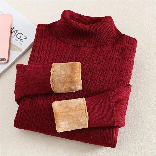 Turtleneck Fleece Sweater 2022 Women’s Mid-length Thick Sweater Skirt Bottoming Shirt Female Winter High Quality Warm Pullover alx