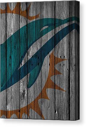 Miami Dolphins Wood Fence Joe Hamilton Canvas Print