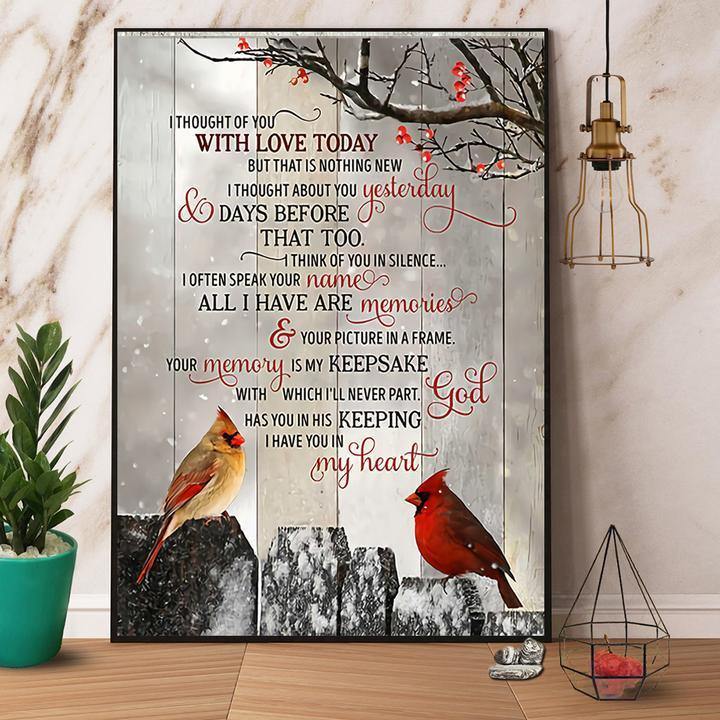 Cardinal I Thought Of You With Love Today Gift For Family Home Decor Matte Canvas Canvas Prints