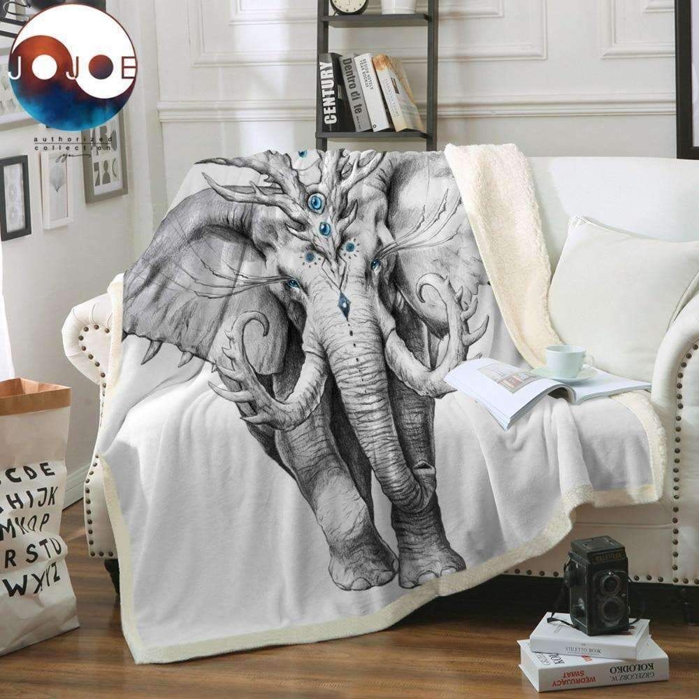 3D Black And White Thin Quilt Elephant Cla1910068F Sherpa Fleece Blanket