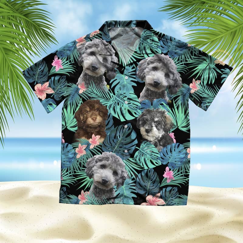 Schnoodle Hawaiian Shirt, Dog Summer Leaves Hawaiian Shirt, Unisex Print Aloha Short Sleeve Casual Shirt