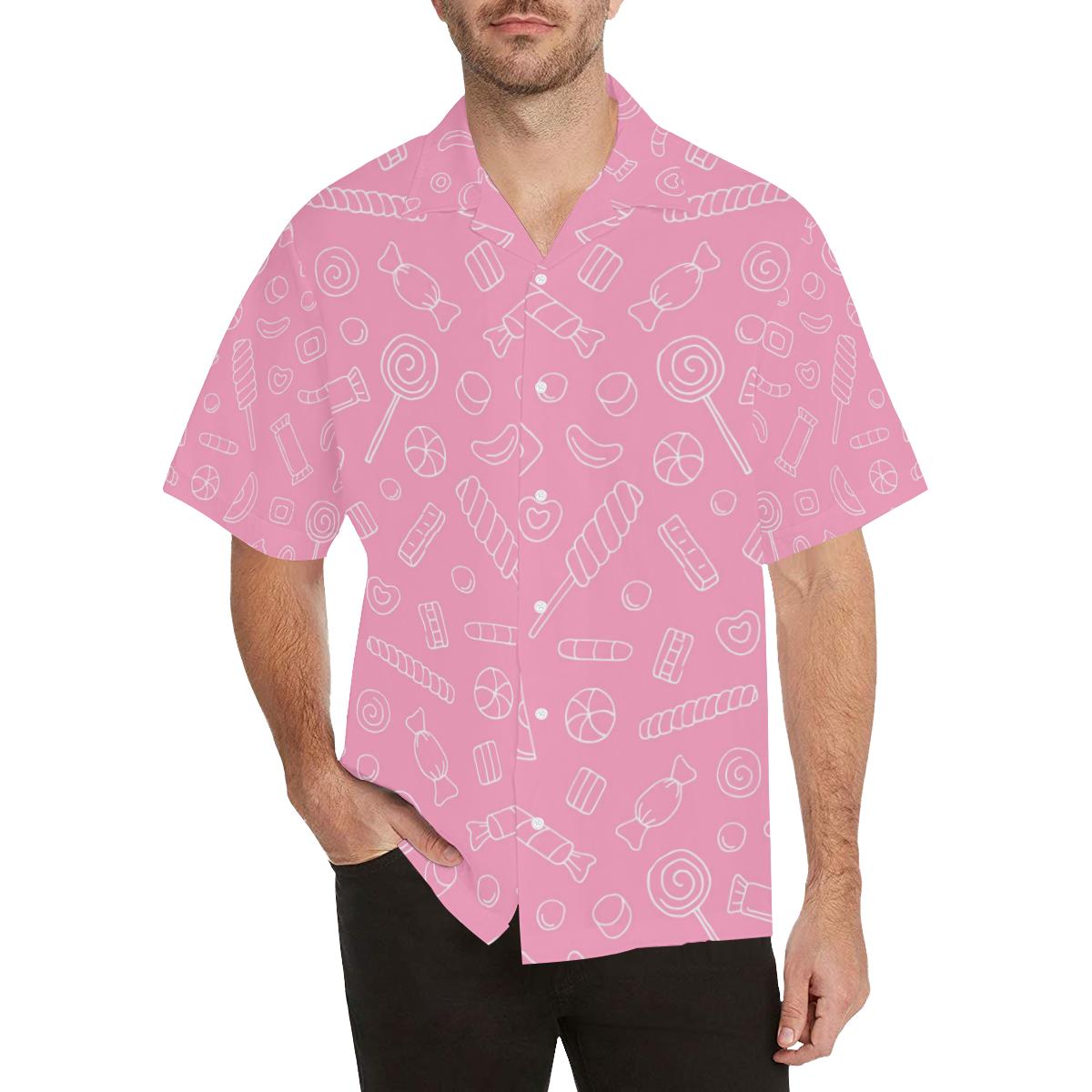 Sweet candy pink background Men’s All Over Print Hawaiian Shirt