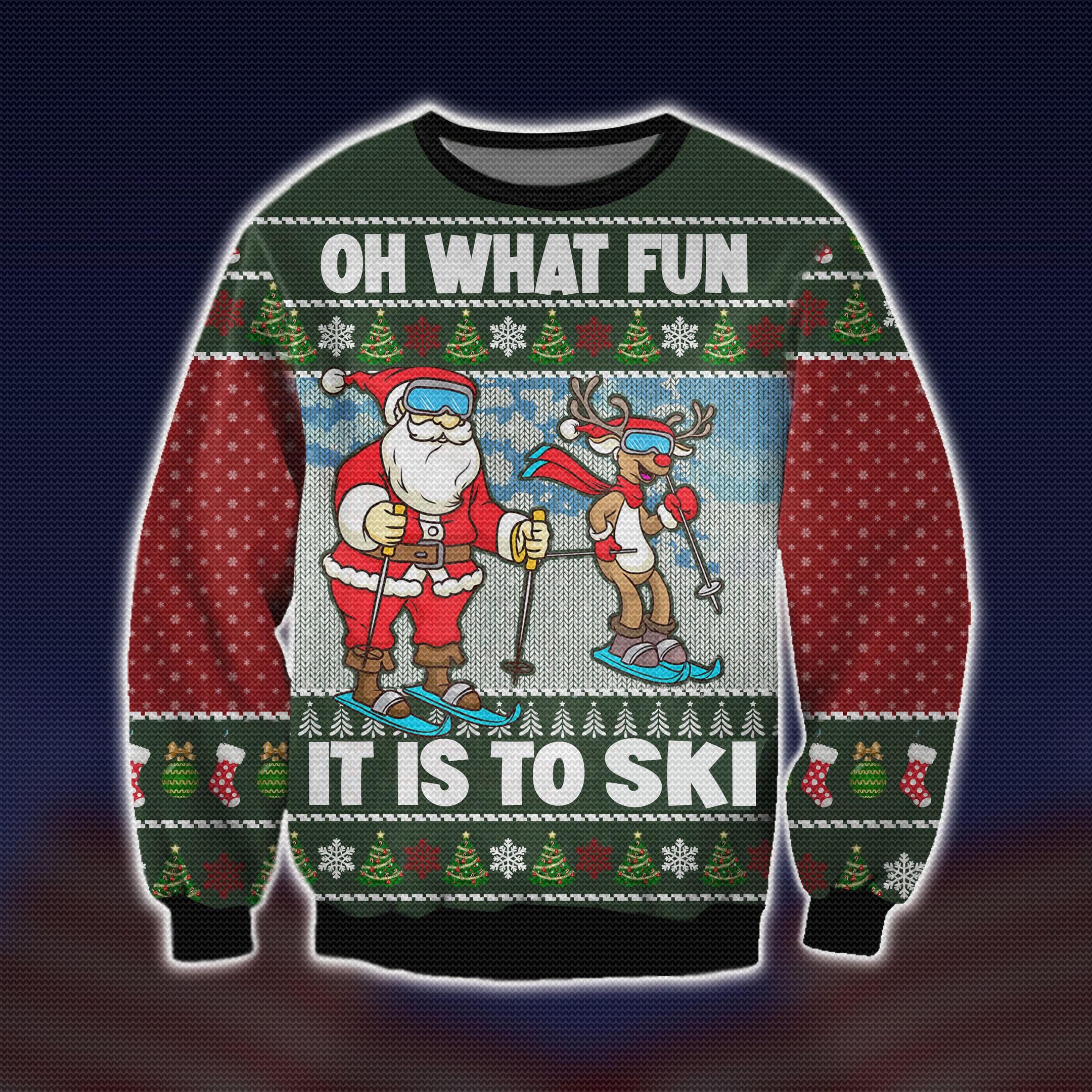 Santa Claus Skiing Ugly Christmas Sweater