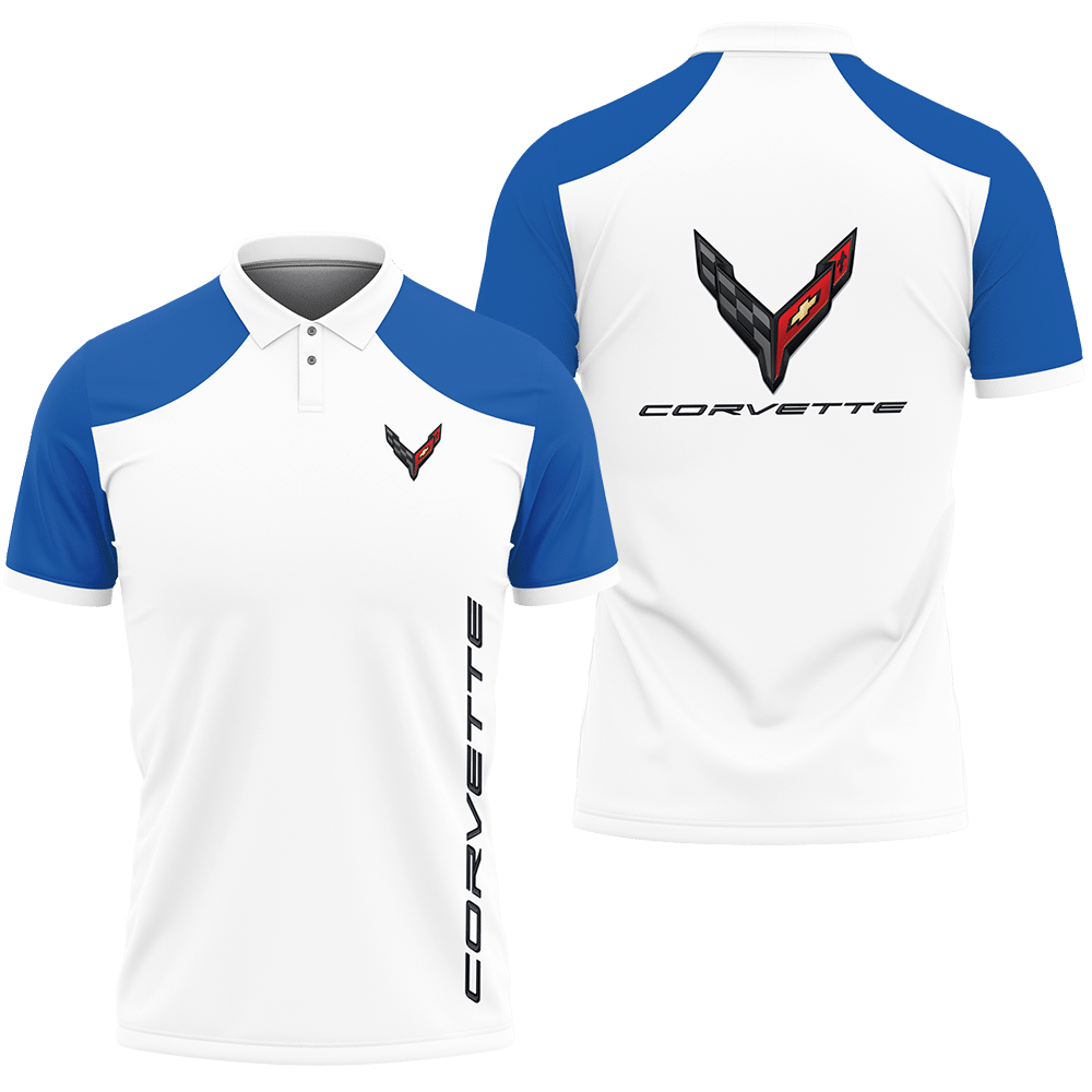 3D Printed Chevrolet Corvette c8 NCT-HT Polo Shirt Ver 1 (Blue)