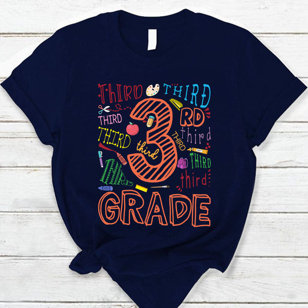 Third Grade Colorful Sketch T-Shirt For Teacher Ph99 Nh00