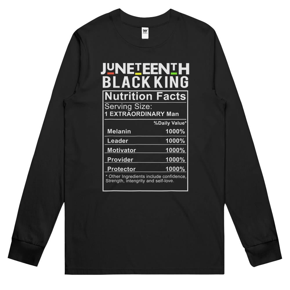 Nutritional Facts Shirt, Nutritional Facts Long Sleeve T Shirts, Black King Nutrition Facts Shirt, Juneteenth Black King Nutritional Facts Men Boys Dad Son Fun Long Sleeve T Shirts