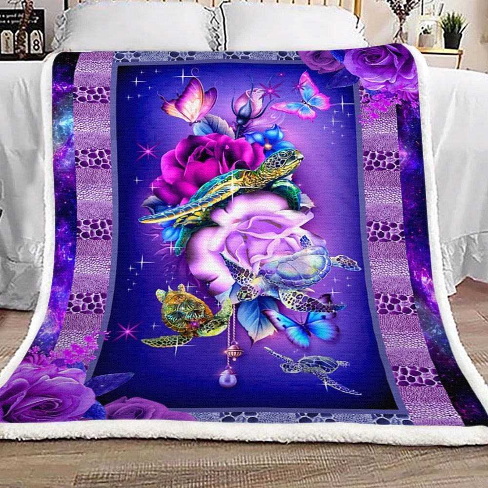 Flower Butterfly Turtle Fleece Blanket All Over Prints