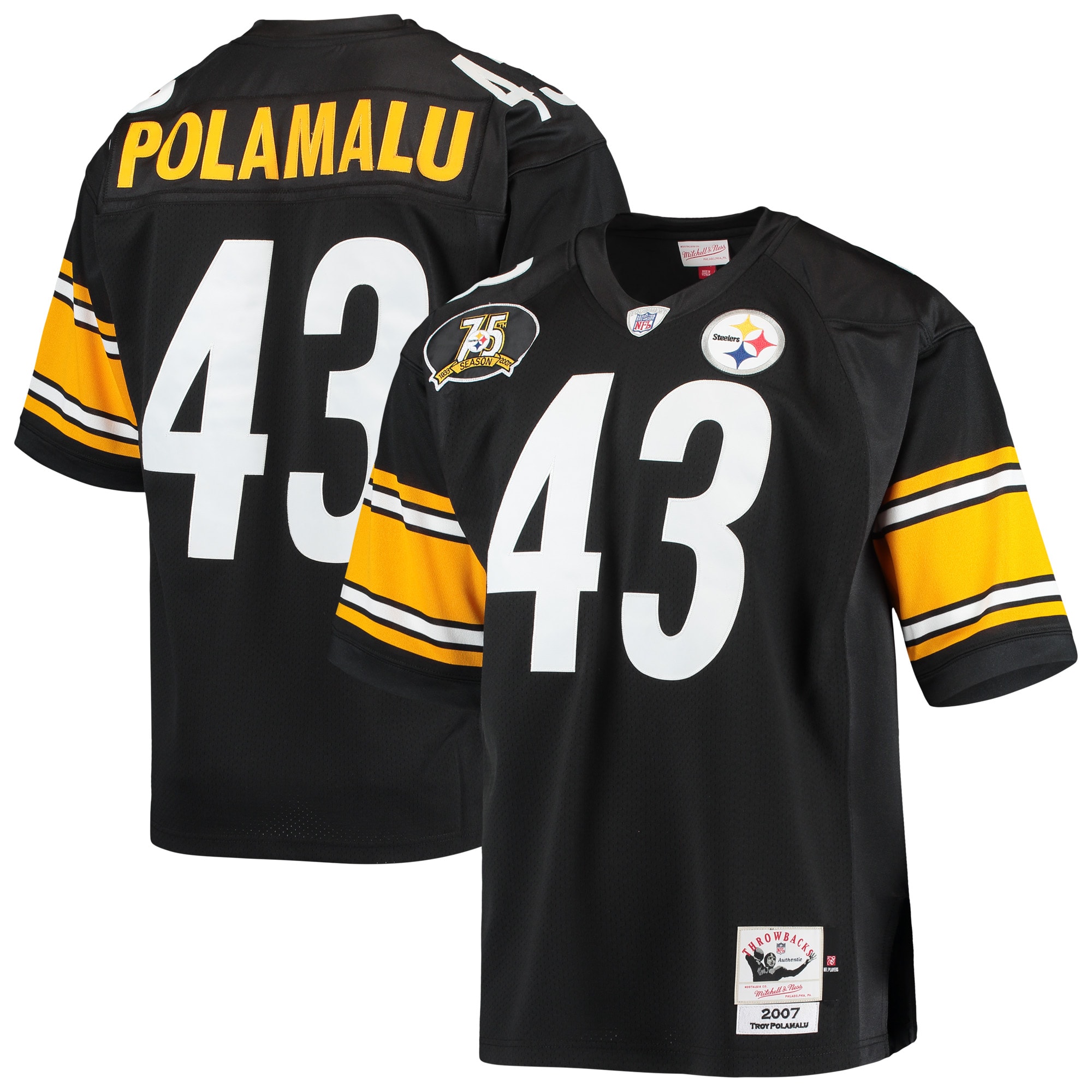 Men’s Pittsburgh Steelers Troy Polamalu Mitchell & Ness Black 2004 Authentic Throwback Retired Player Jersey