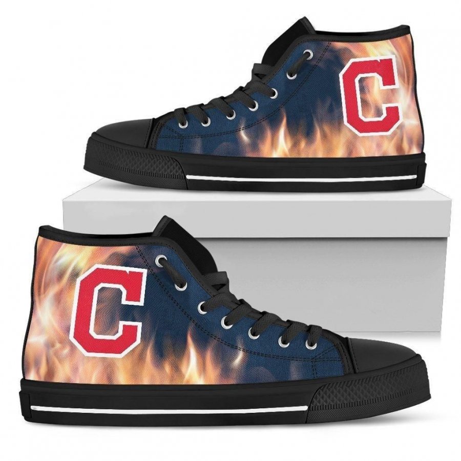 Fighting Like Fire Cleveland Indians High Top Shoes #642