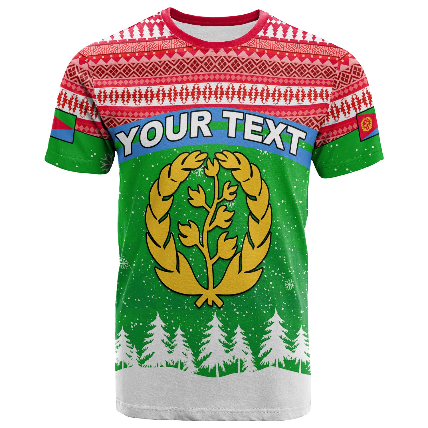 (Custom Personalised) Eritrea T Shirt Merry Christmas Mix African Pattern Lt13