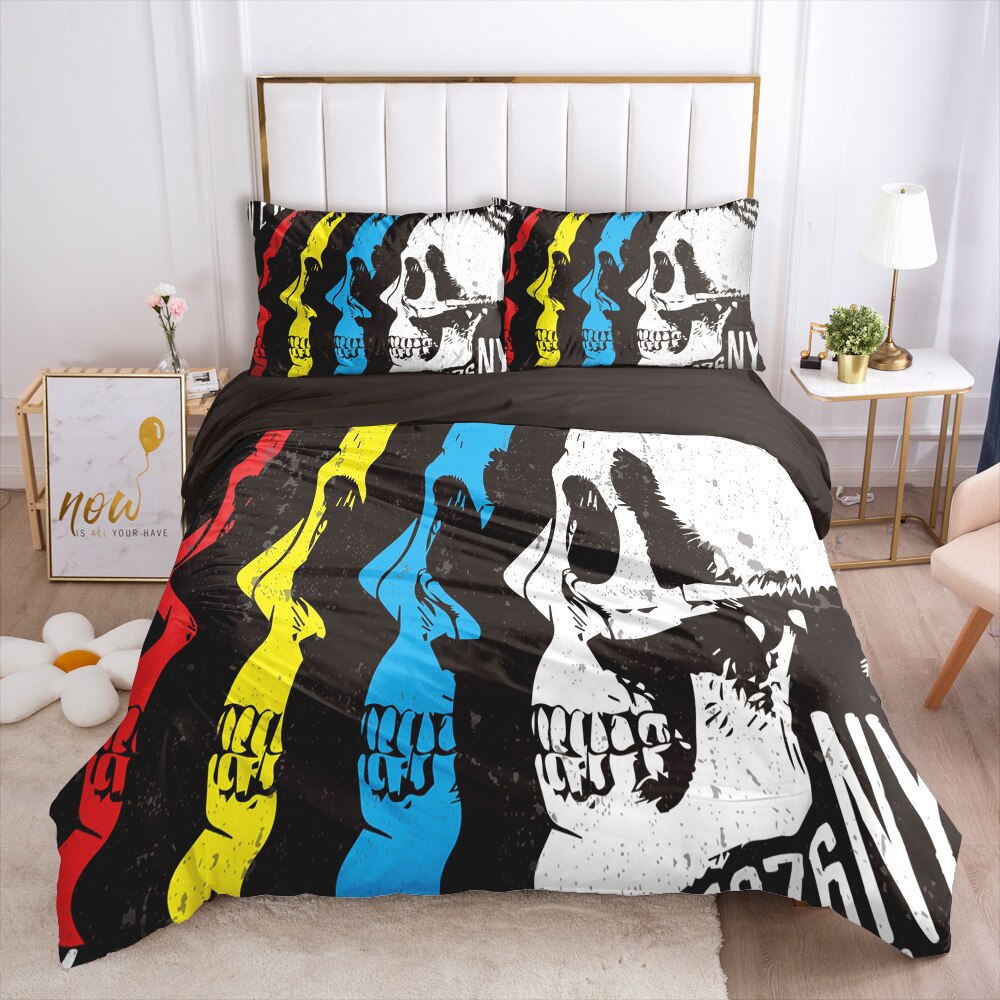 Luxury Bedding Sets 3D Custom Duvet Cover Set Queen King Blanket Cover Set 3 Pcs Bed Set Halloween Skull Bed Linen