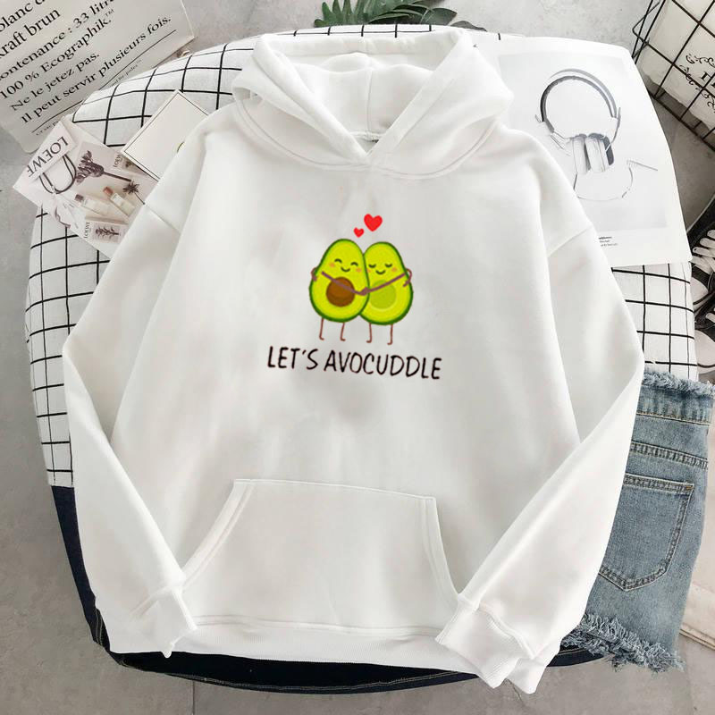 Winter New Warm Hoodies Cute Avocado Printed Female Students Ladies Cartoon Style Tops Women’s Hoodies alx