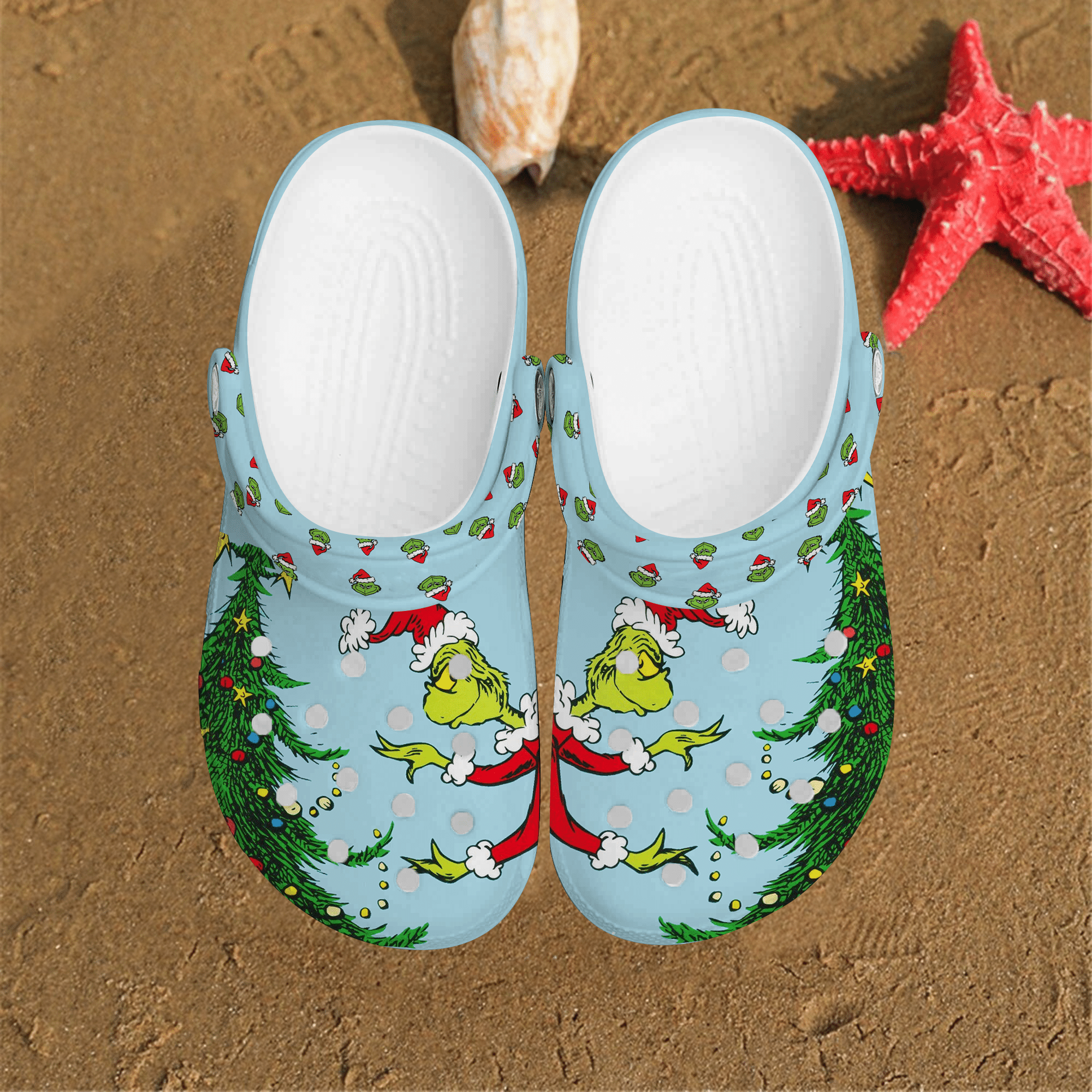 The Grinch Ball Xmas Christmas Gift Funny Face Comfortable For Man And Women Classic Water Rubber Crocs Crocband Clogs Comfy Footwear