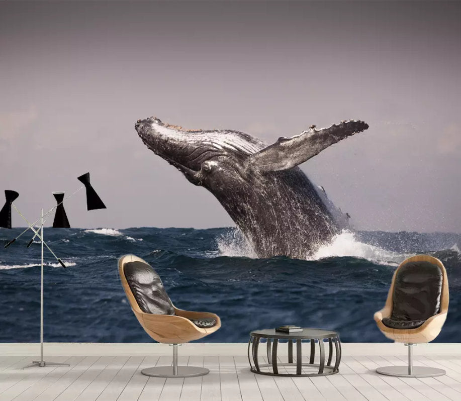 3D The Whale Jumped Out Of The Sea Wallpaper