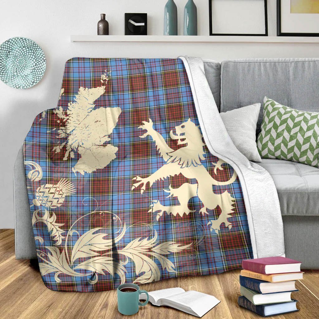 Tartan Blanket Anderson Modern Tartan Scotland Lion Thistle Map Plaid Blanket