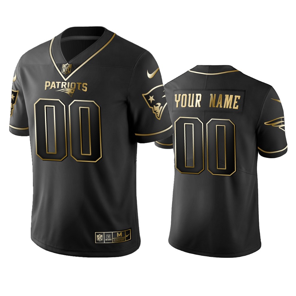 2019 New England Patriots Custom Black Golden Edition Vapor Untouchable Limited Jersey – Mens