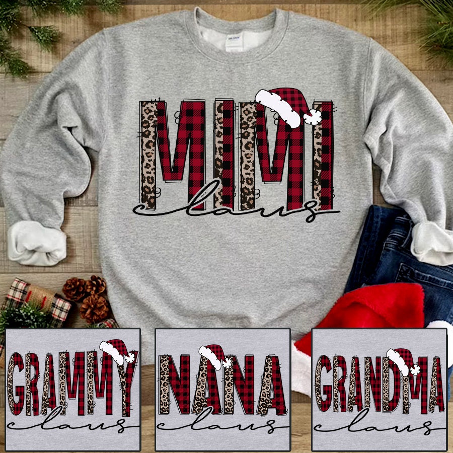 Personalized Grandma Claus Sweatshirt, Christmas Sweatshirt for Grandma Mimi Claus, Custom Title Nana Sweatshirt, Sweatshirt Mom Claus Xmas