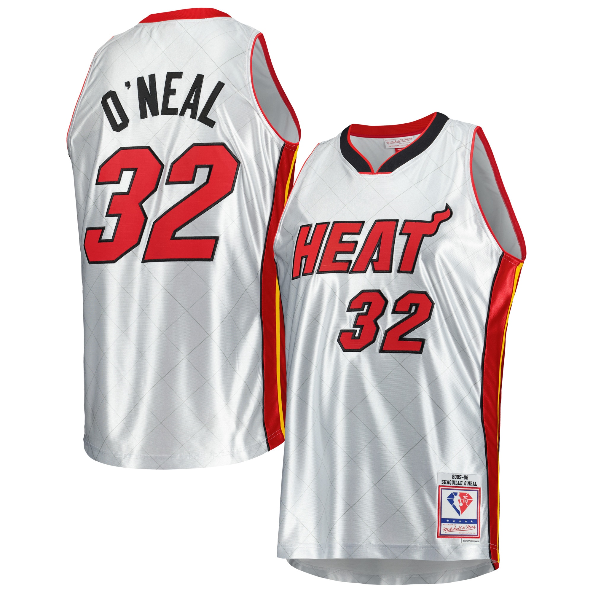 Shaquille O'Neal Miami Heat Mitchell & Ness 2005/06 Hardwood Classics 75th Anniversary Swingman Jersey – Platinum