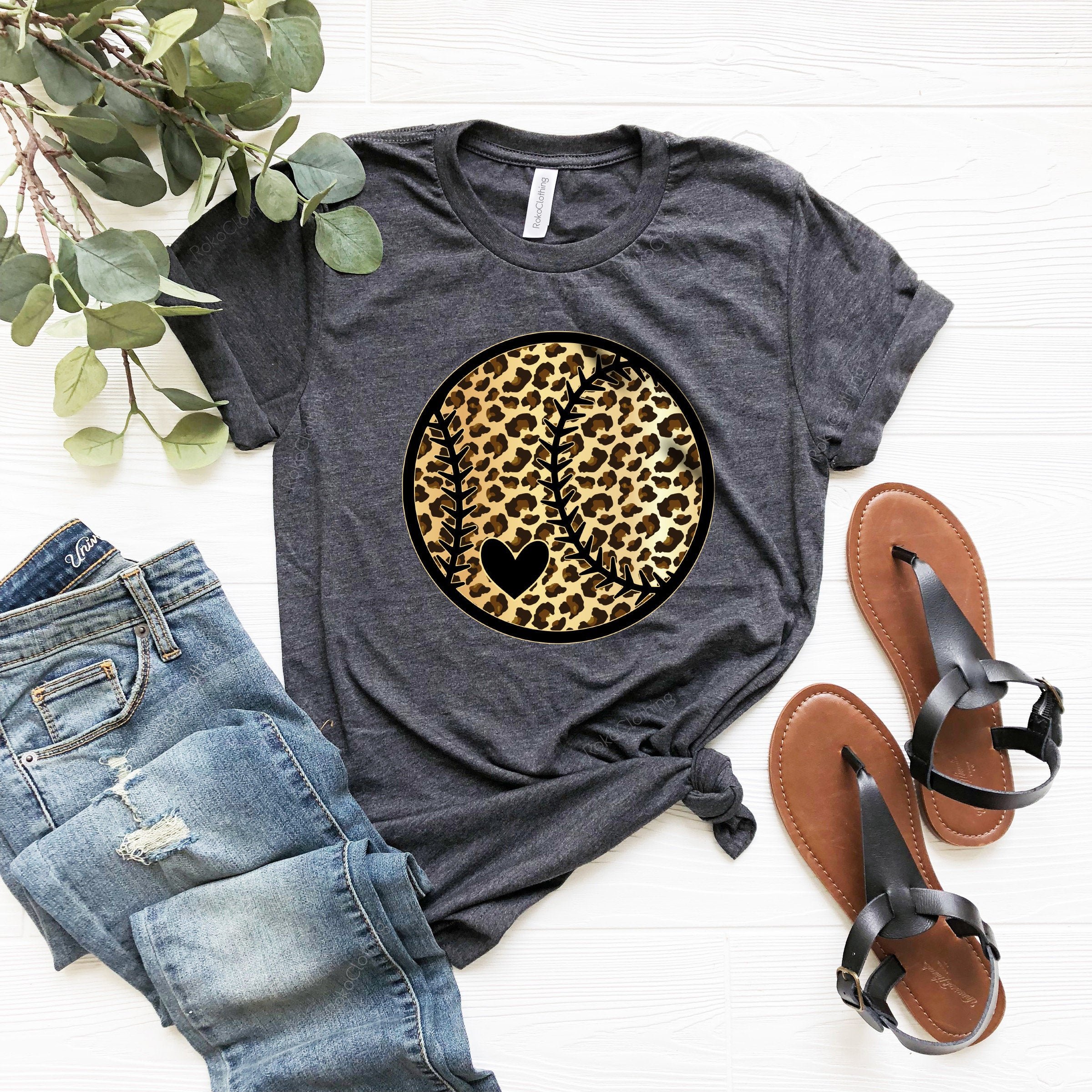 Baseball Leopard Graphic Shirt, Baseball Shirt, Softball Shirt, Softball Leopard Shirt