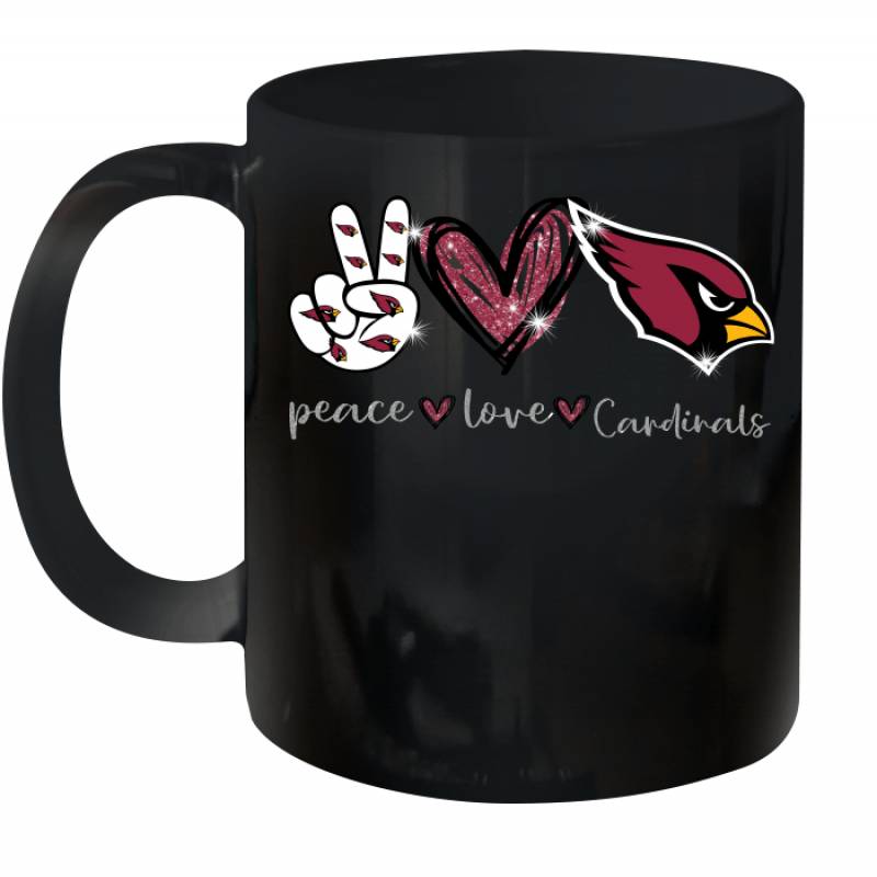 Peace Love Cardinals gift for Arizona Cardinals Fans Ceramic Mug 11oz