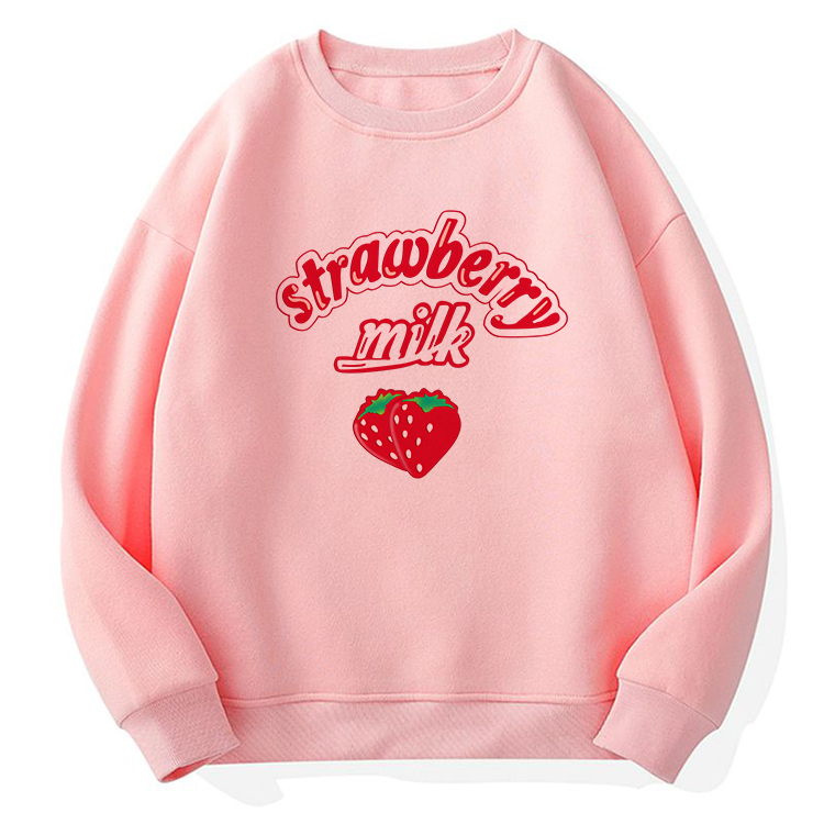 Tumblr Harajuku Kawaii Strawberry Letter Hoodie Sweatshirt Women Kpop Chic cute Pink Sweatshirts warm Sweatshirt casual girl top alx