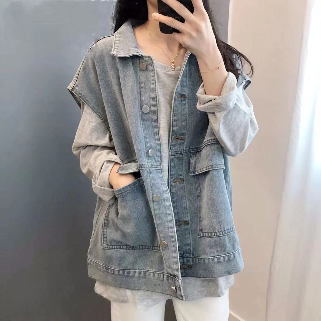 Vests Women Denim Vintage Pockets Loose Spring Harajuku College Leisure All-match Streetwear Outwear Ins Fashion Female Unisex alx