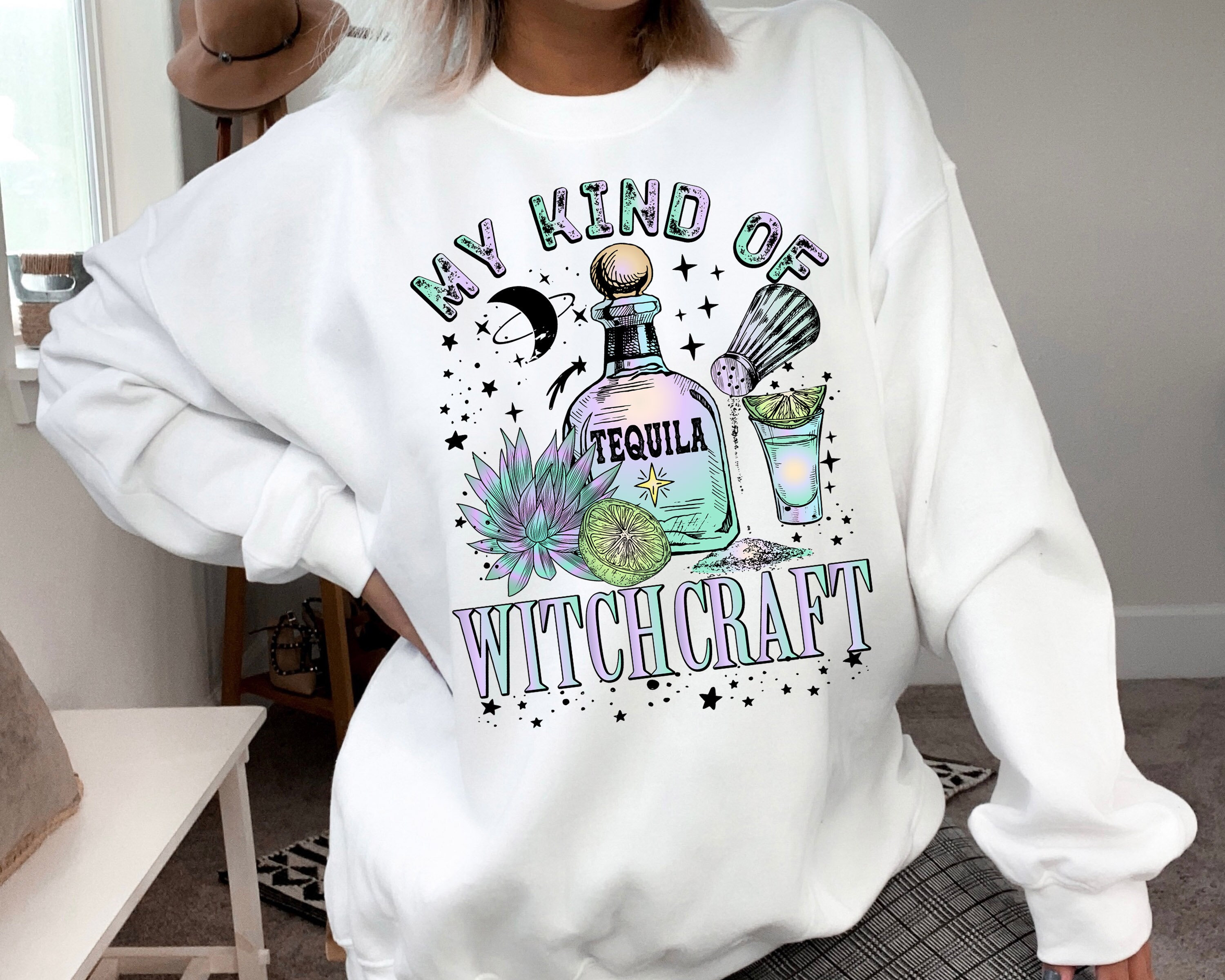 My Kind of Witchcraft Sweatshirt - Halloween Party Sweater - Unisex Halloween Sweatshirt - Halloween Tequila Pullover - Drinking Design Anlibuy Fashion