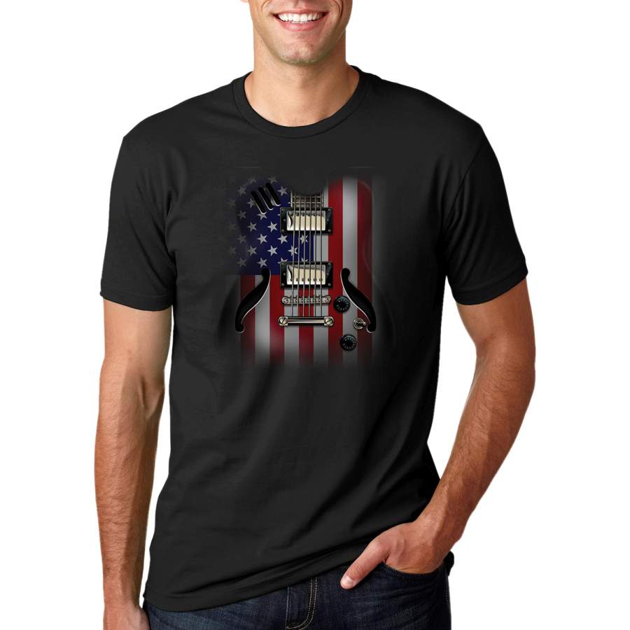 Vintage USA Flag Rock and Roll Guitar  Americana / American Pride Graphic T-Shirt