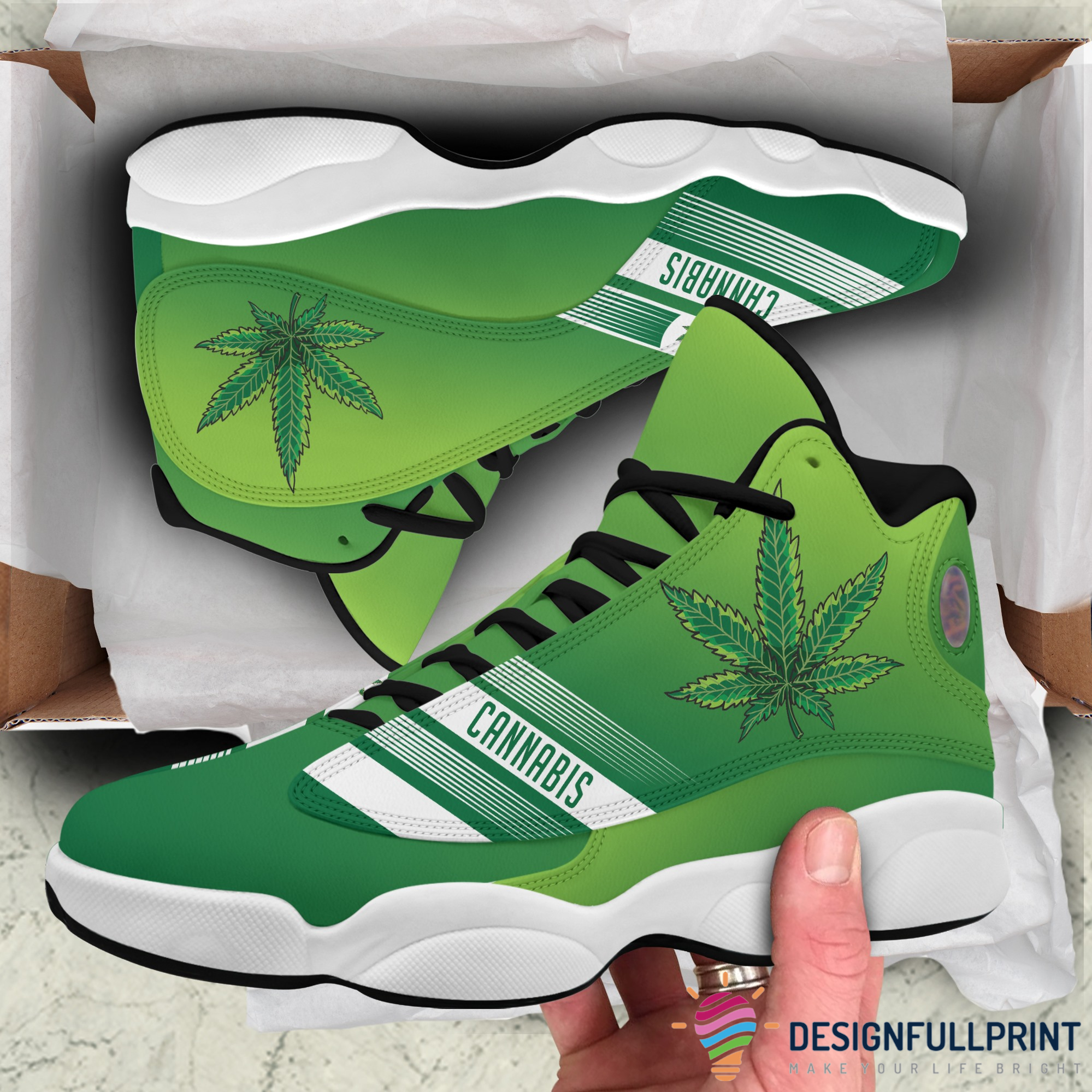 420 Day Gift For Hippie Green Pot Head Pot Leaf Jd 13 Shoes Hg