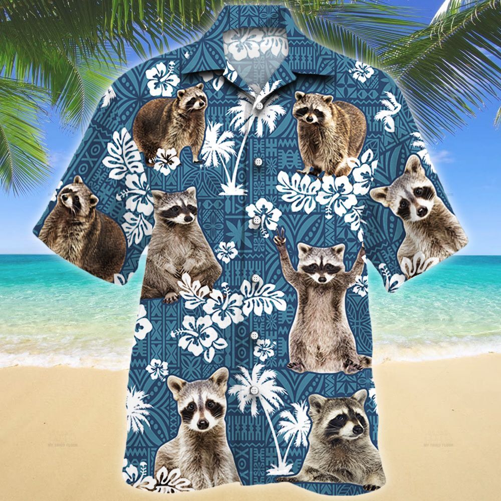 Raccoon Blue Tribal Pattern Hawaiian Shirt Ha101523