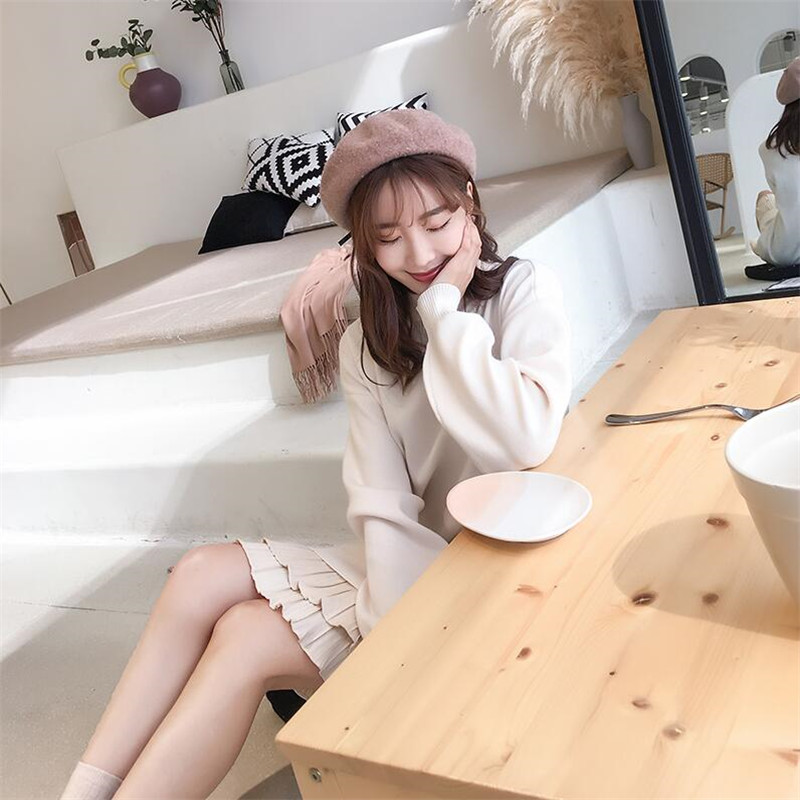 Sweater Dress Female Long Section 2022 Autumn And Winter New Set Of Loose Half-high Collar Sweater Dress alx