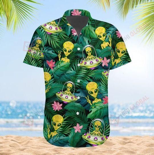 Alien Ufo Hippie Tropical Hawaiian Shirts V